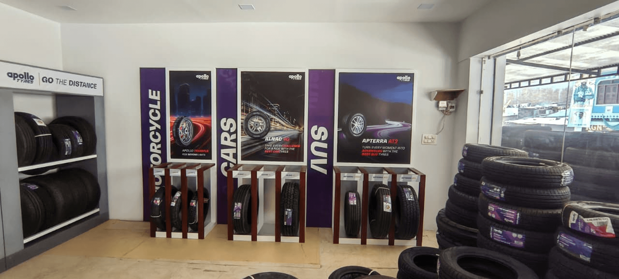 Apollo Tyres "Apollo Zone" Showroom — Ramdev Tyres gallery image — Retail Fixture & Fit-out