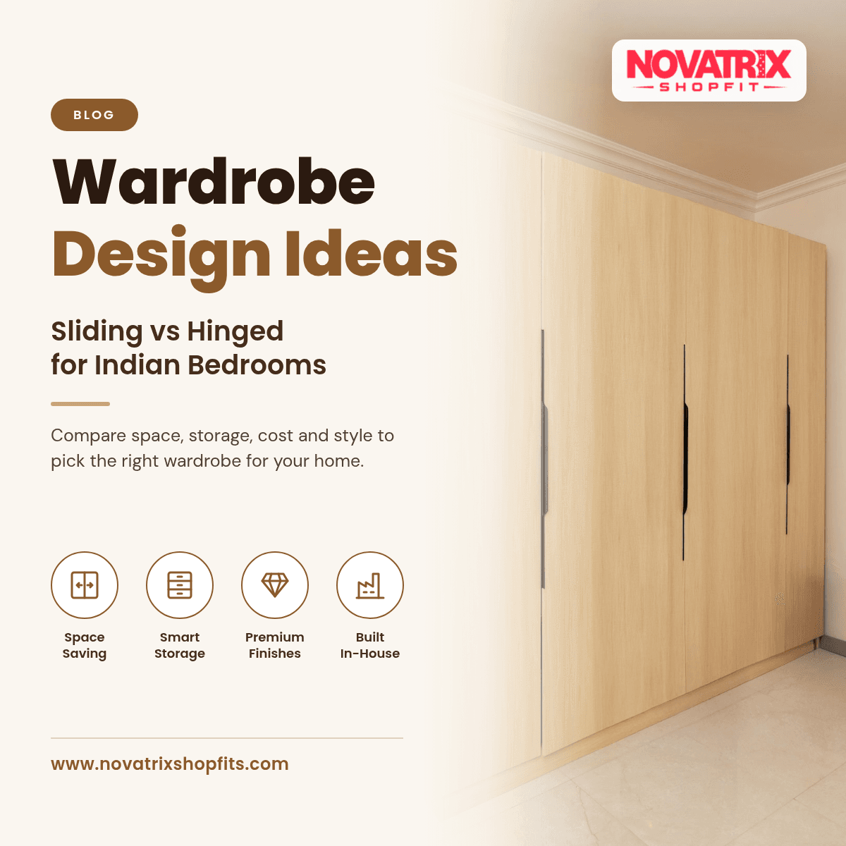 Wardrobe Design Ideas: Sliding vs Hinged | Novatrix Shopfits