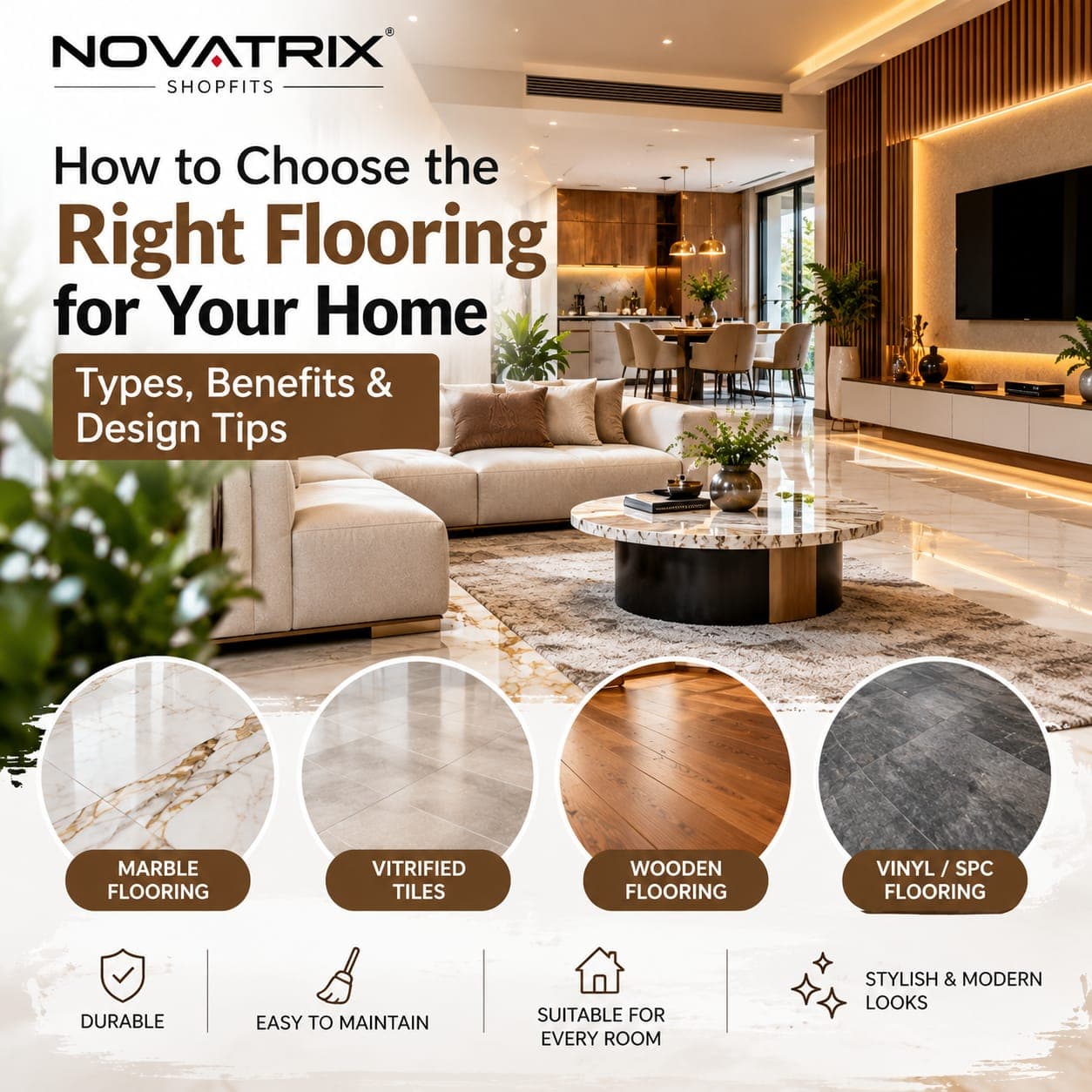Best Flooring Options for Home: Types & Tips | Novatrix Shopfits